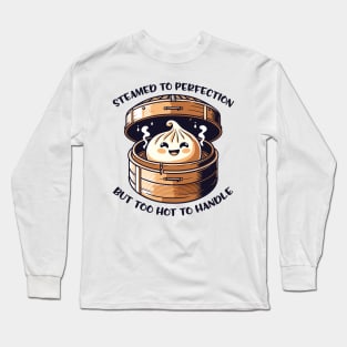 Adorable Dumpling in Bamboo Steamer - Foodie gift Long Sleeve T-Shirt